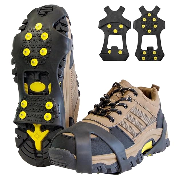 Ramponcini da scarpa WSOAFVK neri in gomma con dieci tacchetti metallici