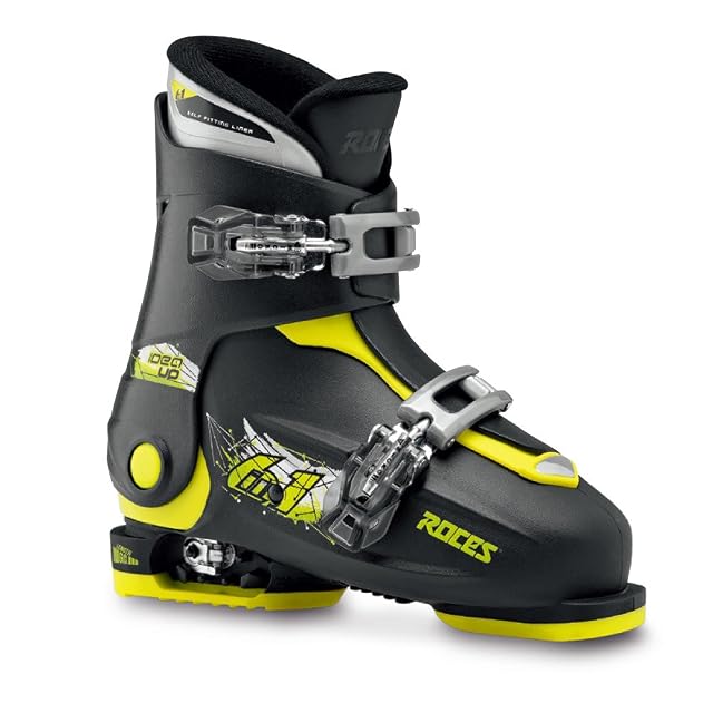 Scarpone da sci per bambini regolabile Roces Idea Up, nero e verde lime
