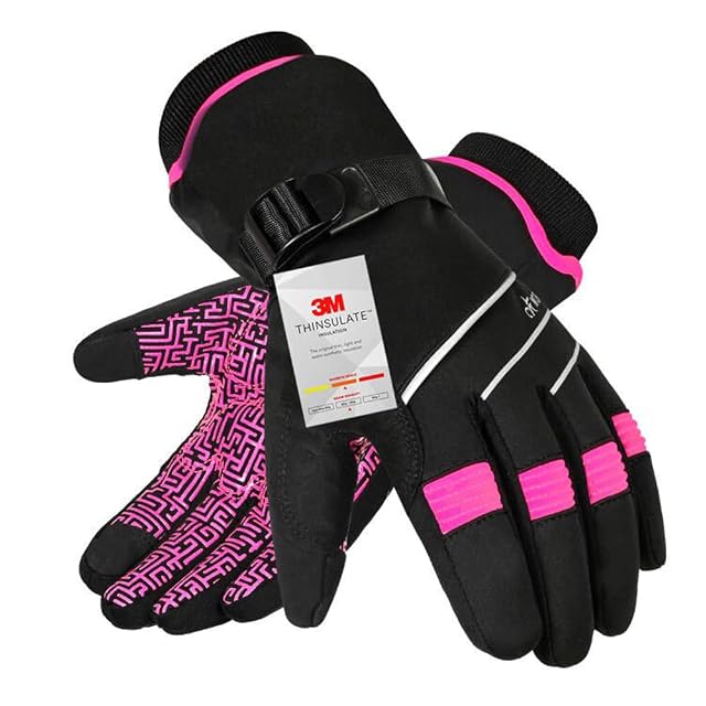 Guanti invernali BIKINGMOREOK rosa con fodera Thinsulate