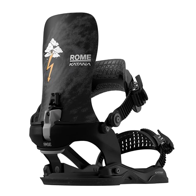 Attacco da snowboard Rome Katana AW Pro FASE nero con talloniera in alluminio forgiato